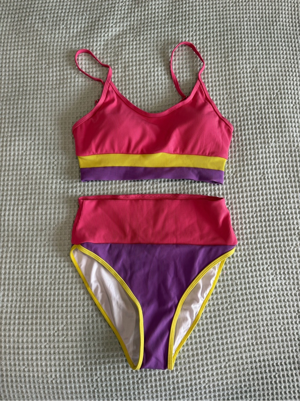 NWOT Colorblock Two-Piece Bikini High Waisted Swimsuit